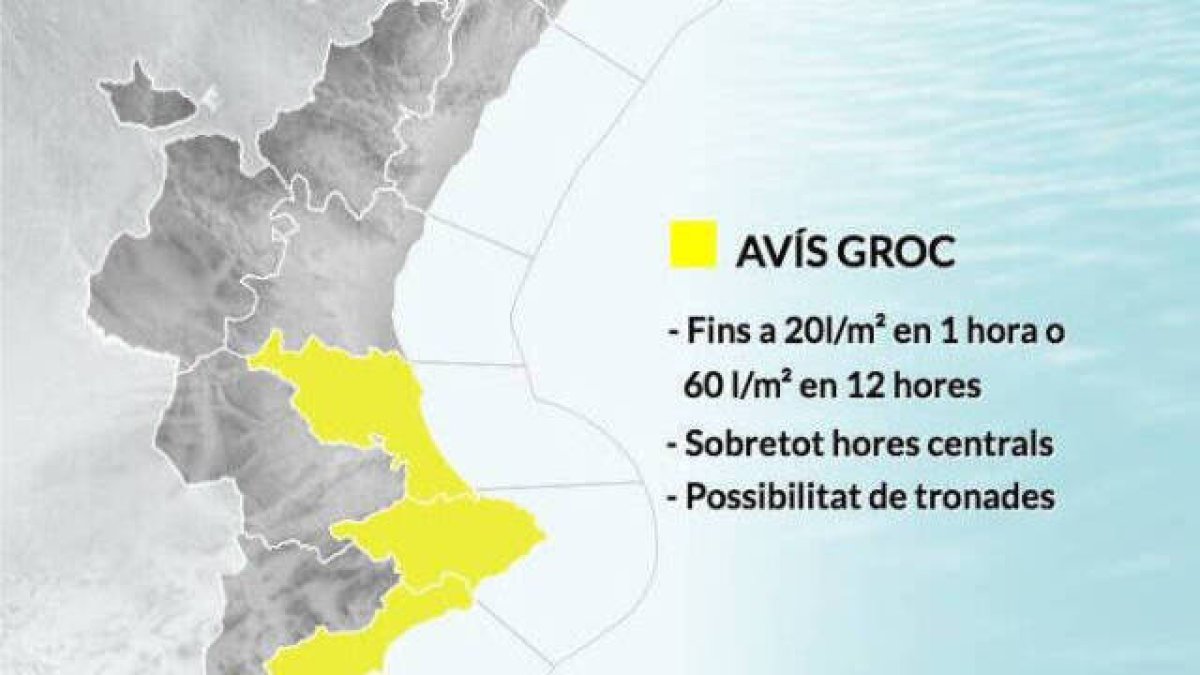 Avís groc per pluges