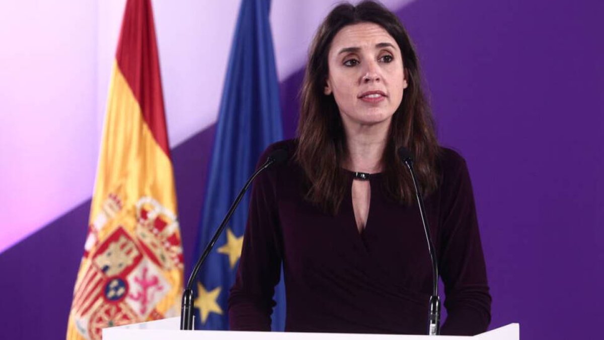 Irene Montero este 8M en un acto en el Ministerio de Igualdad.