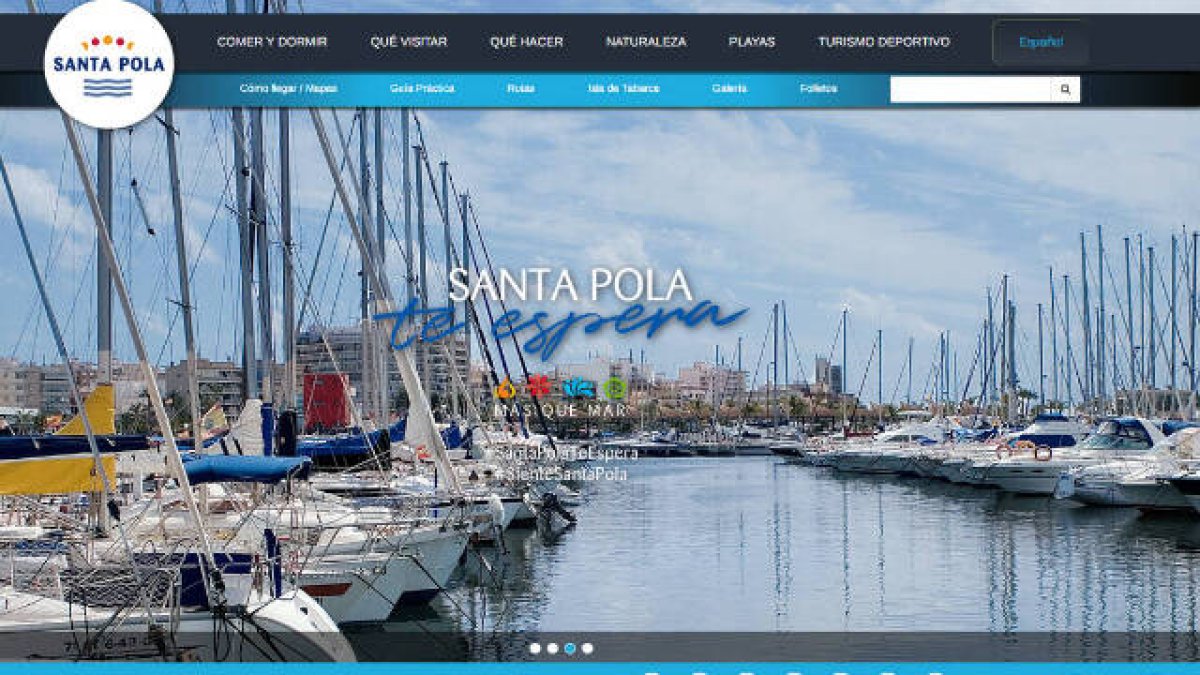 Imagen de la web oficial de Santa Pola ya con Paula