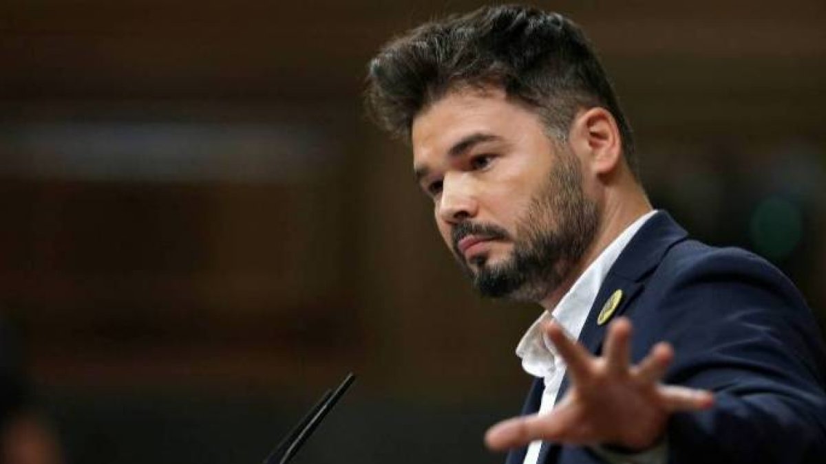 Rufián, en la tribuna del Congreso.