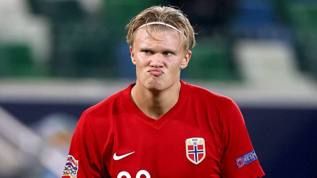 Erling Haaland, con la camiseta de la selección de Noruega.