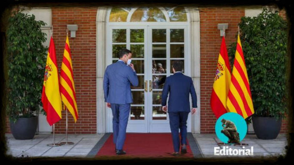 Pedro Sánchez y Pere Aragonés en Moncloa