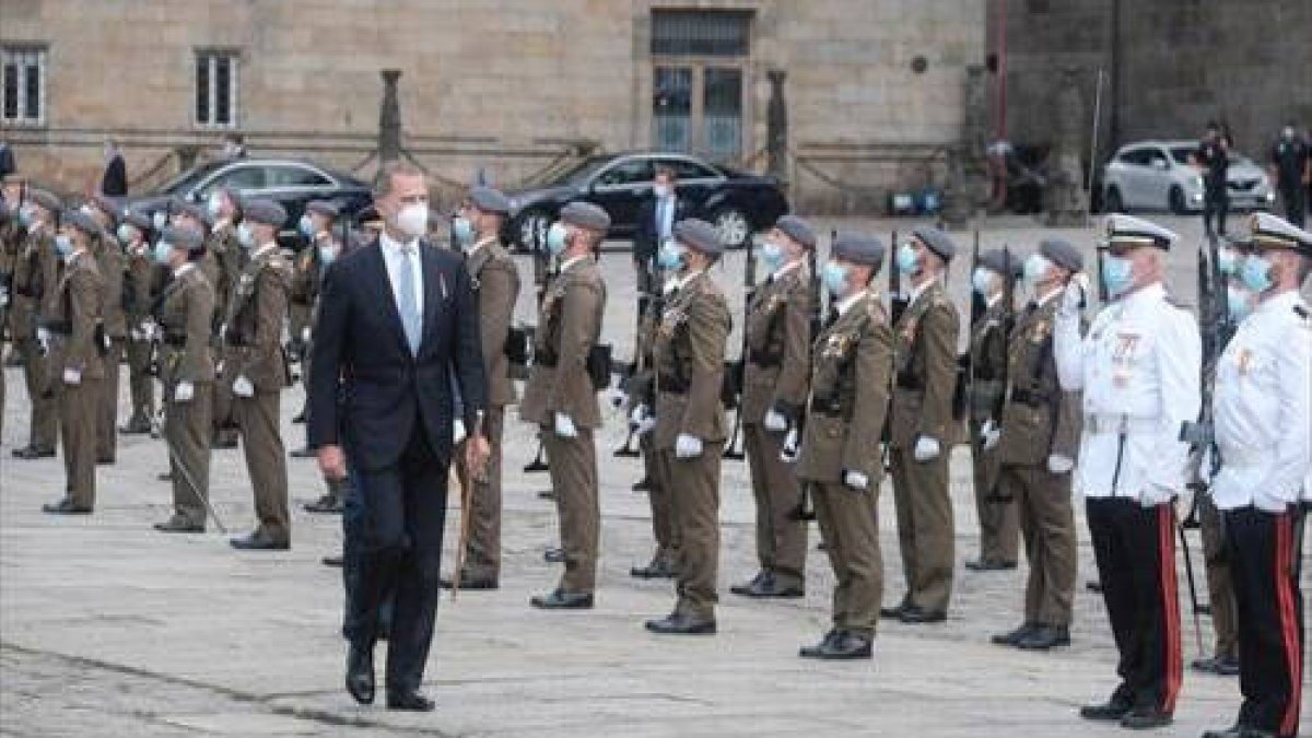 El Rey, este domingo, en Santiago de Compostela.