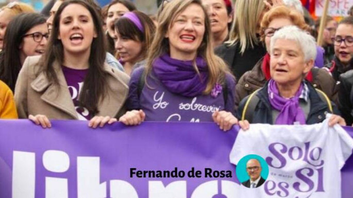 Irene Montero y sus colaboradoras, el 8M de 2020