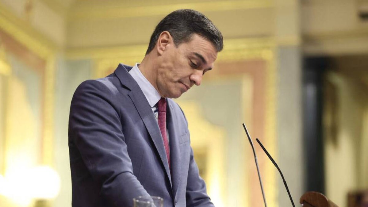 El presidente del Gobierno, Pedro Sánchez, en el Congreso