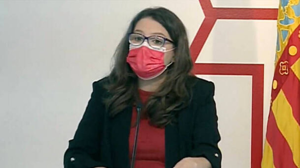 Mónica Oltra en la rueda de prensa tras el último pleno del Consell de 2021