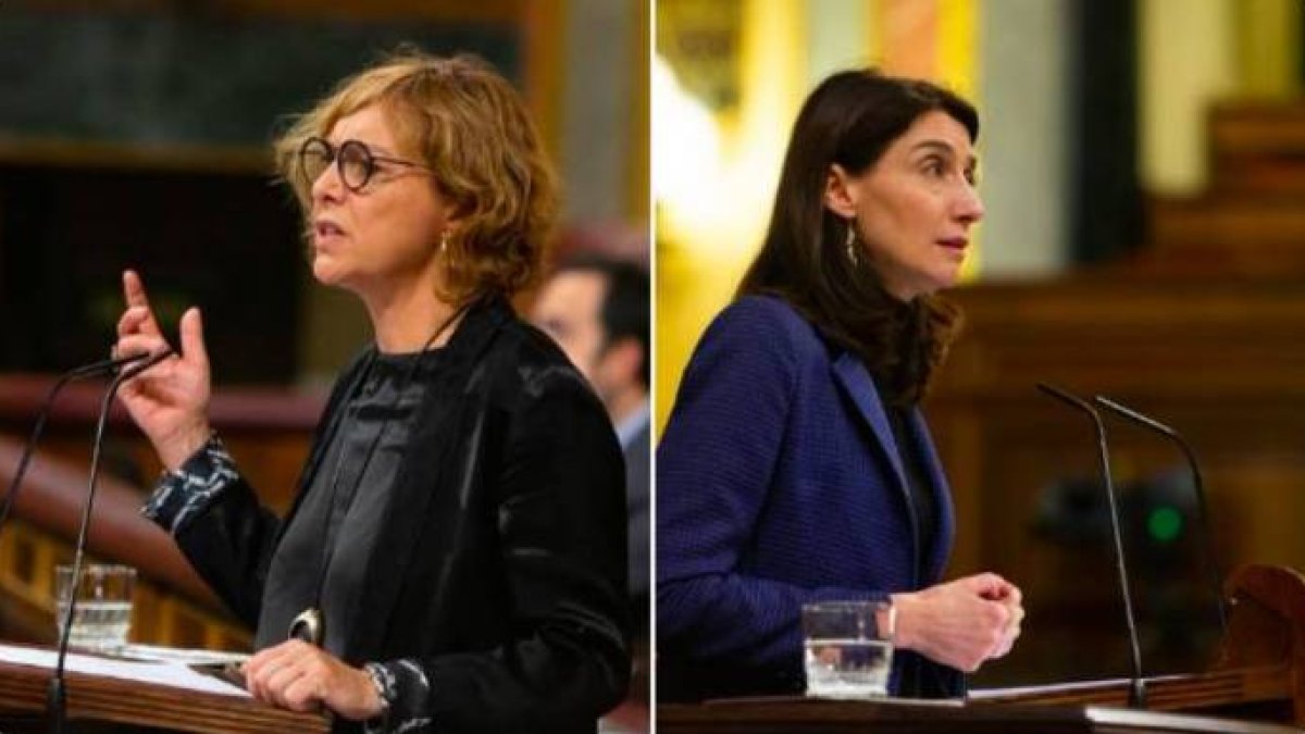 La ministra Llop y la diputada de ERC, Monserrat Bassa, este miércoles en el Congreso.