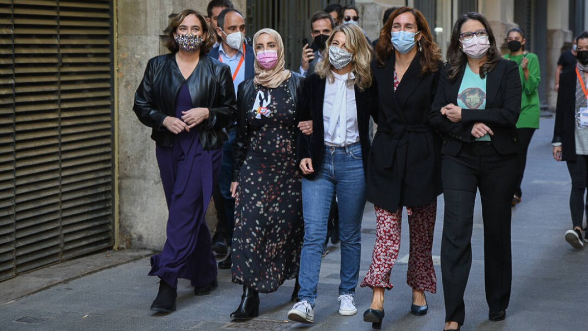 Ada Colau, Fátima Hamed Hossain, Yolanda Díaz, Mónica García, Mónica Oltra