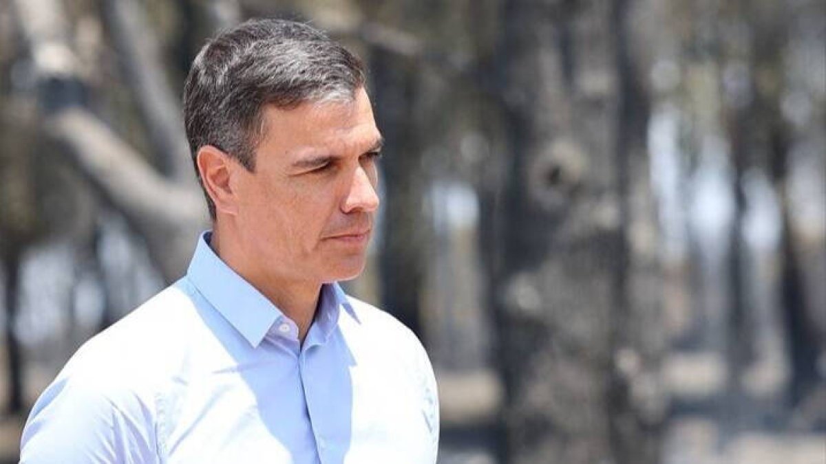 Pedro Sánchez visitando un incendio en Aragon