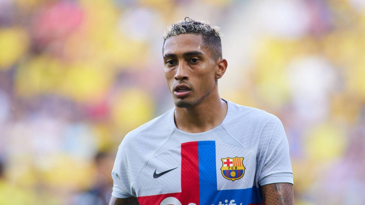 Raphinha durante el partido del Barça en Cádiz.