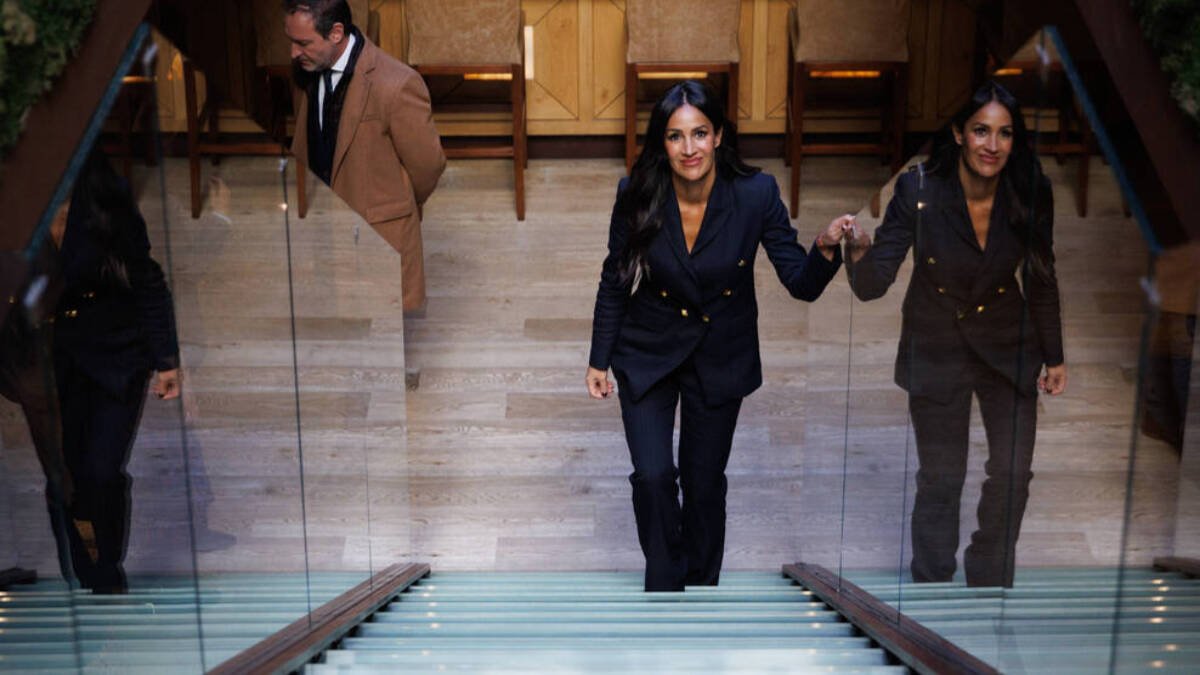 La vicealcaldesa de Madrid, Begoña Villacís, a su llegada a la rueda de prensa de este miércoles en Madrid