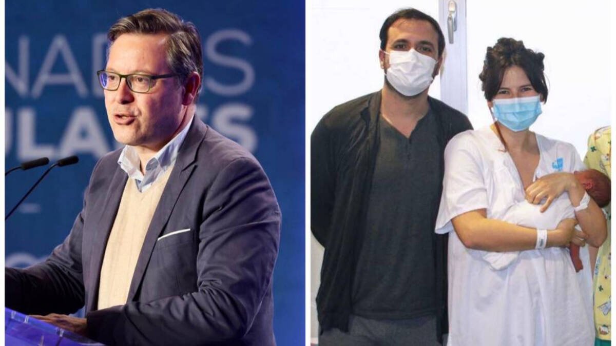 Alfonso Serrano y Allberto Garzón con su mujer e hijo