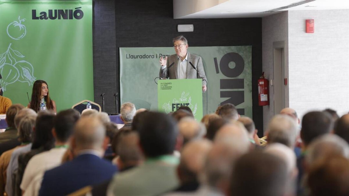 El 'president' de la Generalitat, Ximo Puig, en el XV Congreso de la Unió Llauradora i Ramadera - MANUEL BRUQUE/EUROPAPRESS