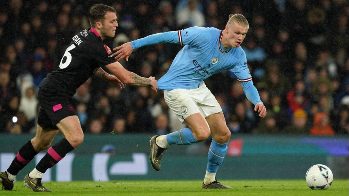 Earling Haaland, en el partido de la FA Cup que el City disputó este fin de semana ante el Burnley.