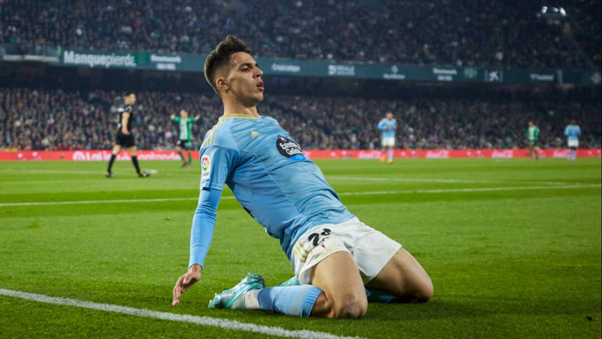 Gabri Veiga, celebrando uno de los goles que ha anotado esta temporada con el Celta.