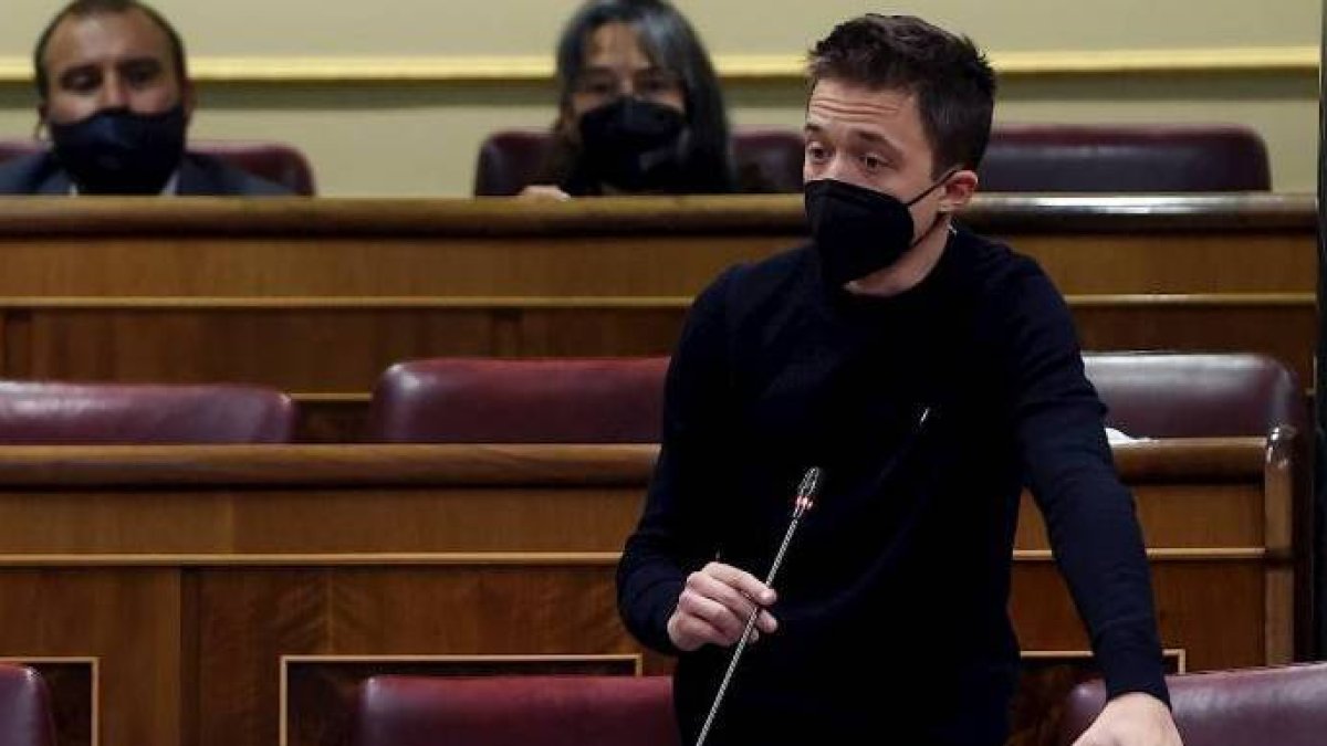Errejón, en su escaño del Congreso.