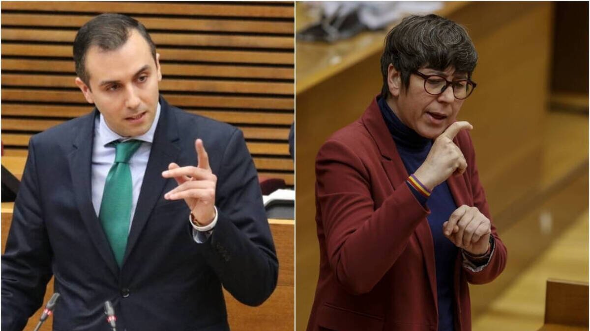 Los diputados Miguel Pascual (Vox) y Pilar Lima (Podemos).
