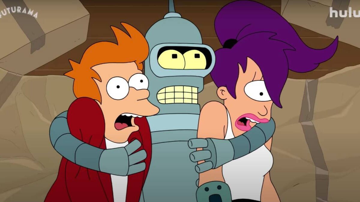 Los tres protagonistas de Futurama.