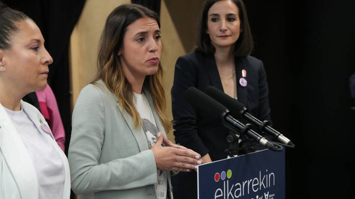 Irene Montero en un acto de Podemos