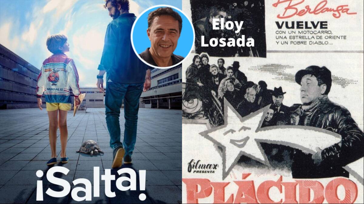 Carteles de '¡Salta!' y 'Plácido'.