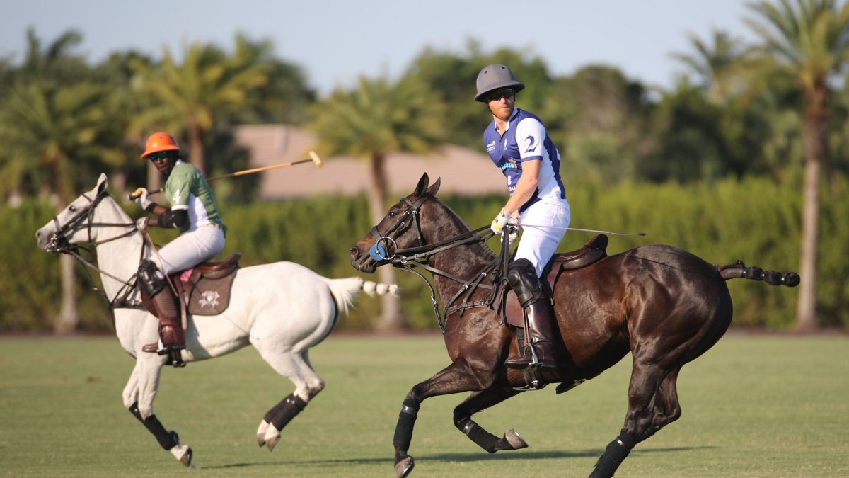 El príncipe Harry de Inglaterra, disputando un partido de polo.