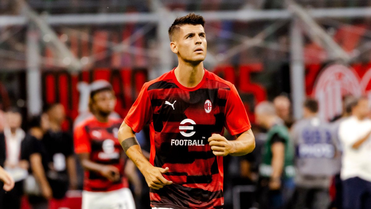 Alvaro Morata, en su primer partido con el AC Milán, este pasado martes 13.