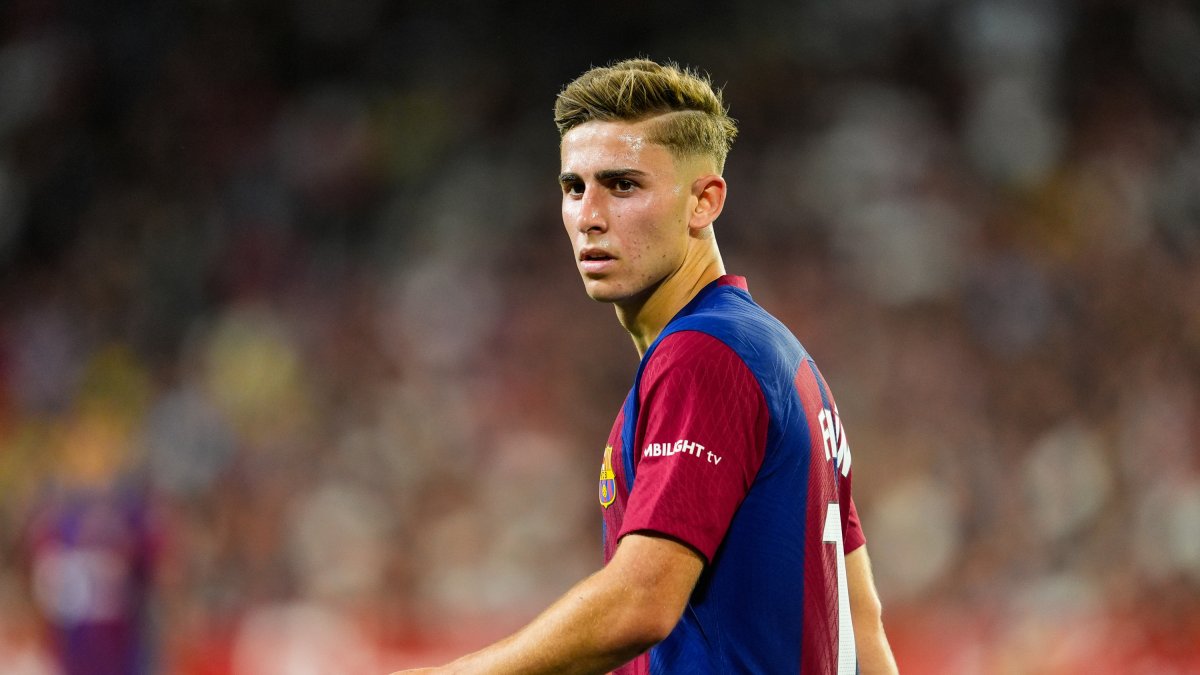 Fermín López, durante un partido del Barcelona.