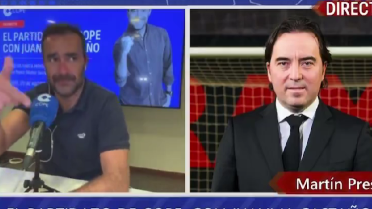 Juanma Castaño durante su entrevista en El Partidazo de COPE al presidente del Rayo Vallecano, Martín Presa.