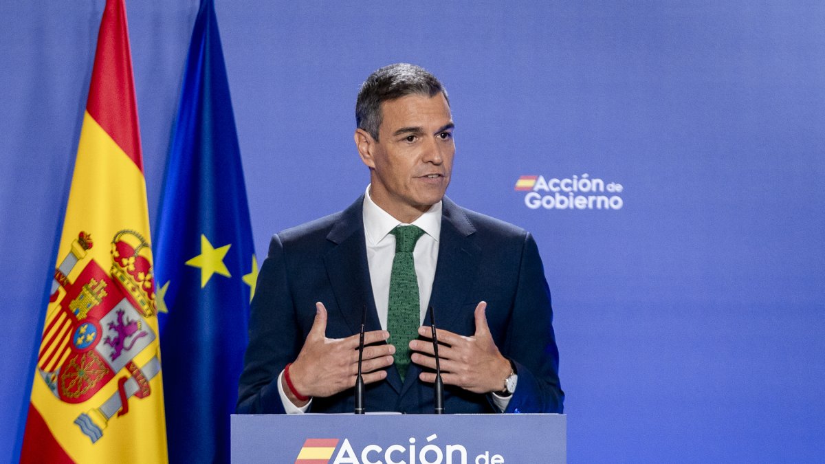 Pedro Sánchez, este miércoles, en el Instituto Cervantes.