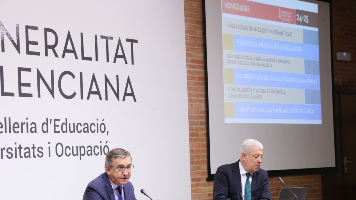 El conseller de Educación, José Antonio Rovira presenta lo que será el inicio del próximo curso.