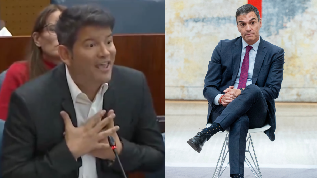 El diputado del PSOE en la Asamblea de Madrid, Juanjo Marcano Dasilva, y el presidente del Gobierno, Pedro Sánchez.