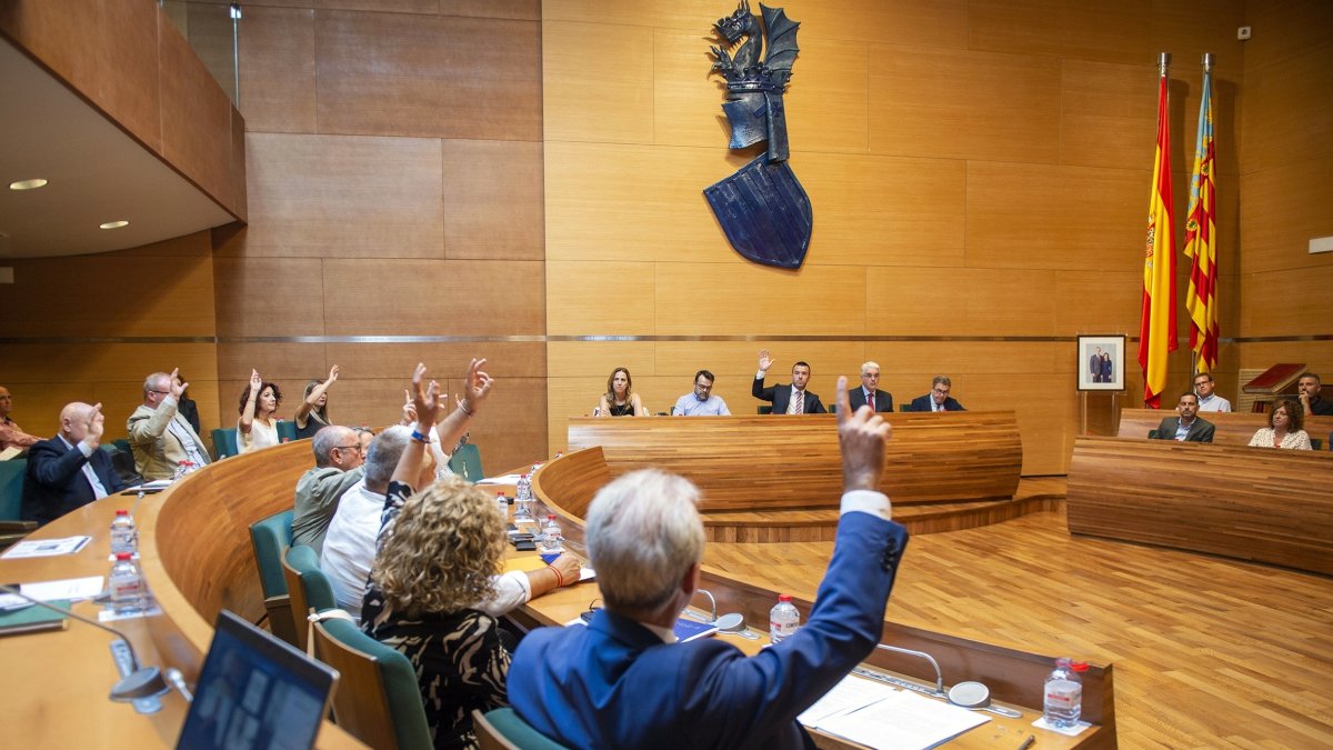 Imagen del pleno extraordinario celebrado en la Diputación de Valencia para revisar los procesimientos de estabilización de personal.
