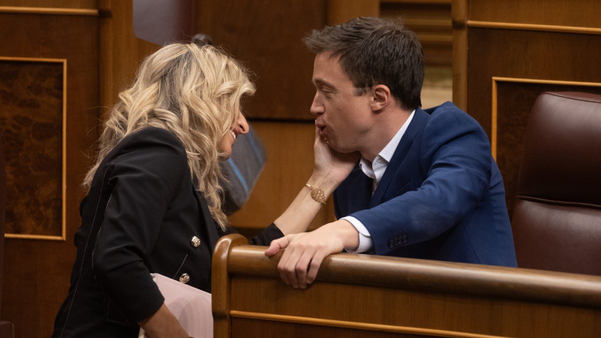 Yolanda Díaz e Iñigo Errejón en el Congreso.