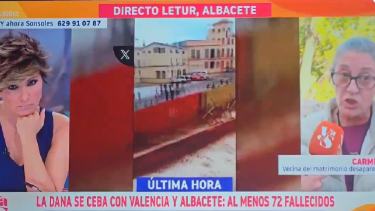 Carmina, vecina de Letur, durante su intervención en 'Y ahora Sonsoles', en Antena 3.