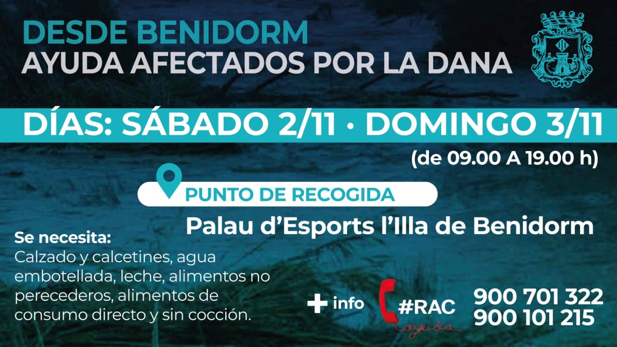 Cartel de ayuda a los afectados