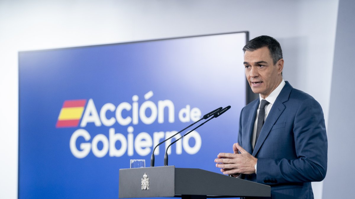 El presidente del Gobierno, Pedro Sánchez, en La Moncloa.