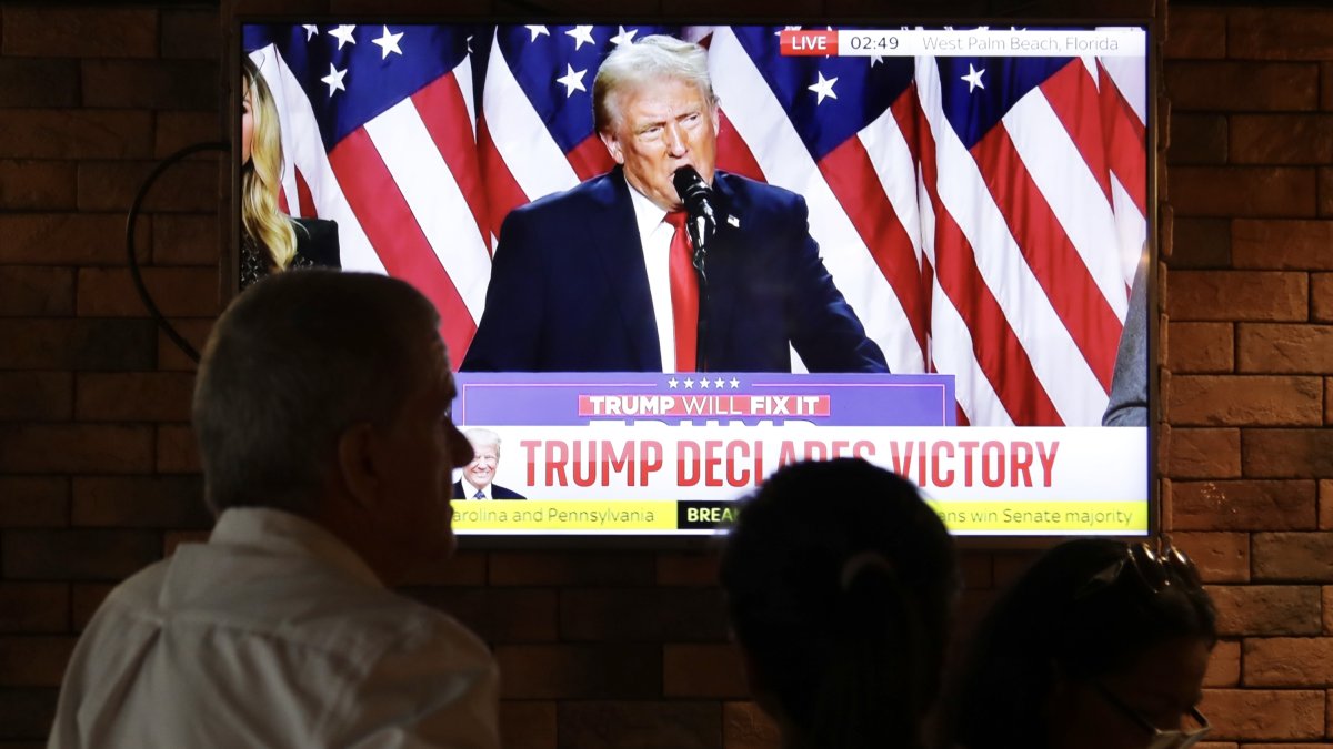 Donald Trump, en el momento de celebrar su victoria electoral.