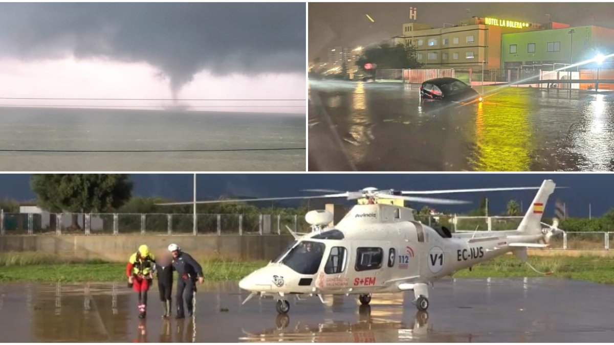 Un tornado, un coche inundado y un anciano rescatado por los Bomberos en Vinaròs.