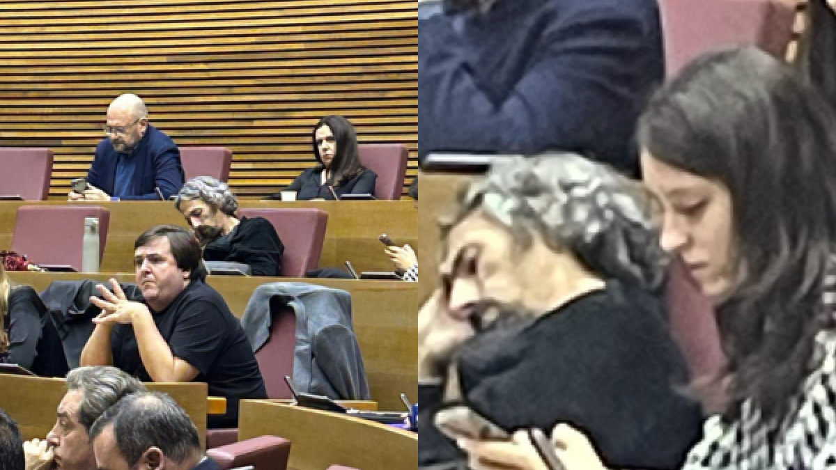 Juan Bordera, diputado de Compromís en Les Corts, visiblemente atento a las explicaciones del president.
