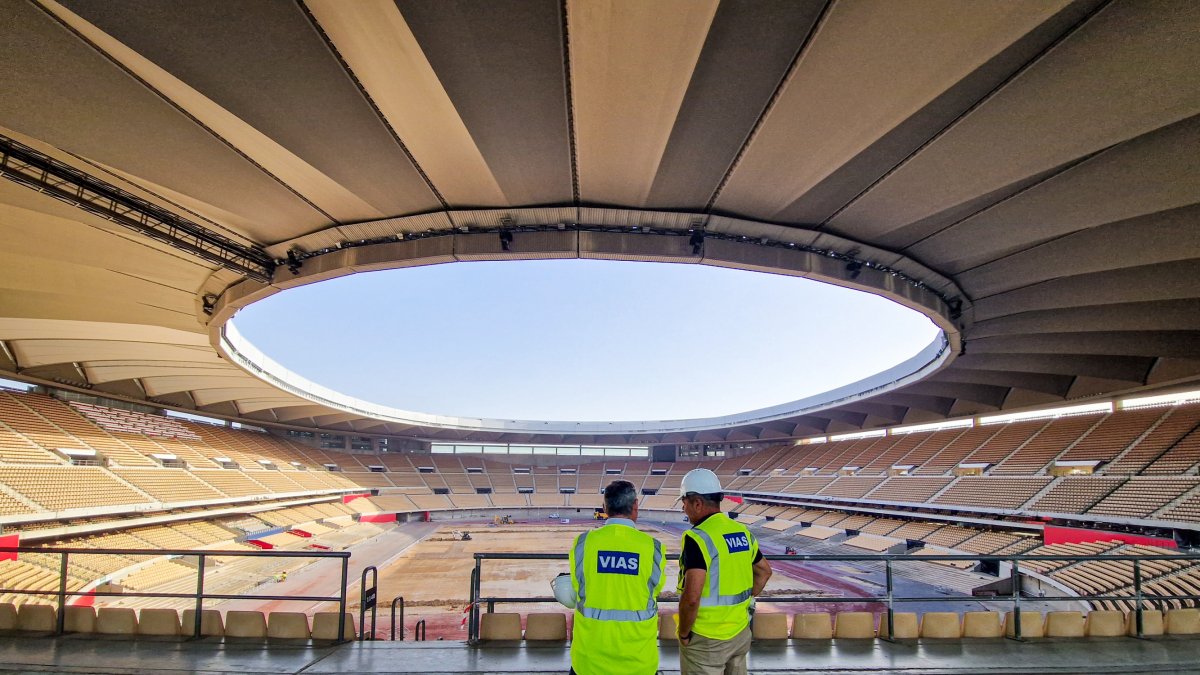 El estadio de La Cartuja en Sevilla en pleno proceso de obras.