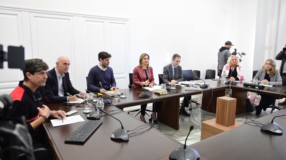Miembros de la comisión durante la comparecencia del jefe de bomberos Enrique Chisbert.
