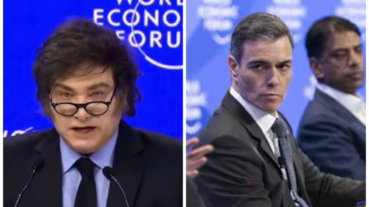 Javier Milei y Pedro Sánchez en el foro de Davos