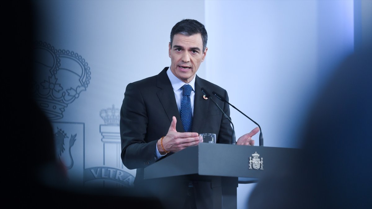El presidente del Gobierno, Pedro Sánchez, durante una rueda de prensa tras el Consejo de Ministros.