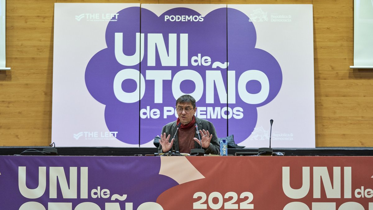 Juan Carlos Monedero en un acto de Podemos..