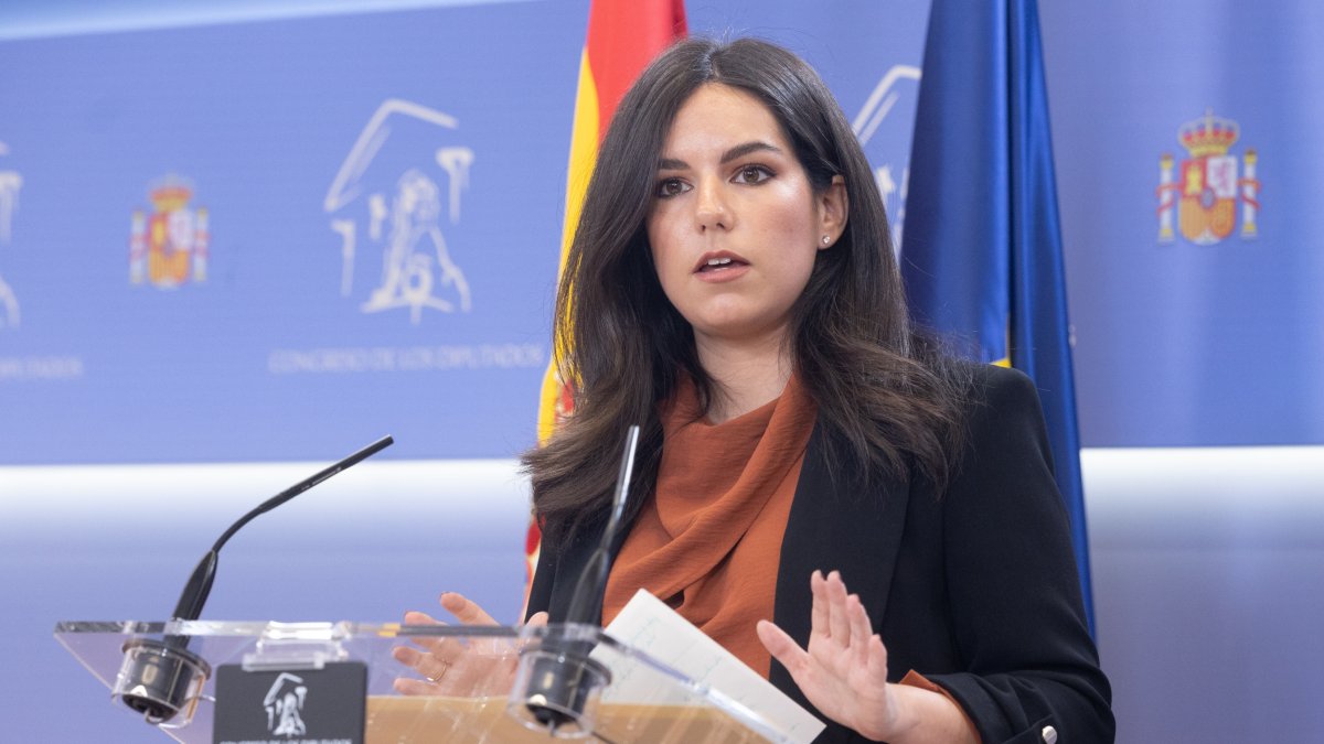 La portavoz de VOX en el Congreso, Pepa Millán, durante una rueda de prensa anterior a la Junta de Portavoces, en el Congreso de los Diputados, a 25 de febrero de 2025, en Madrid (España).
Eduardo Parra / Europa Press
25 FEBRERO 2025;RUEDAS;CONGRESO
25/2/2025