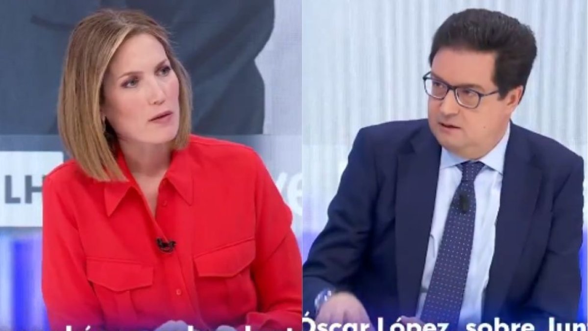 Silvia Intxaurrondo junto a Óscar López en 'La Hora de La 1'