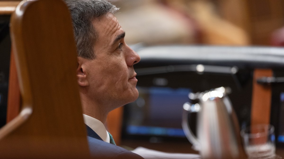 El presidente del Gobierno, Pedro Sánchez, durante una sesión plenaria en el Congreso de los Diputados.