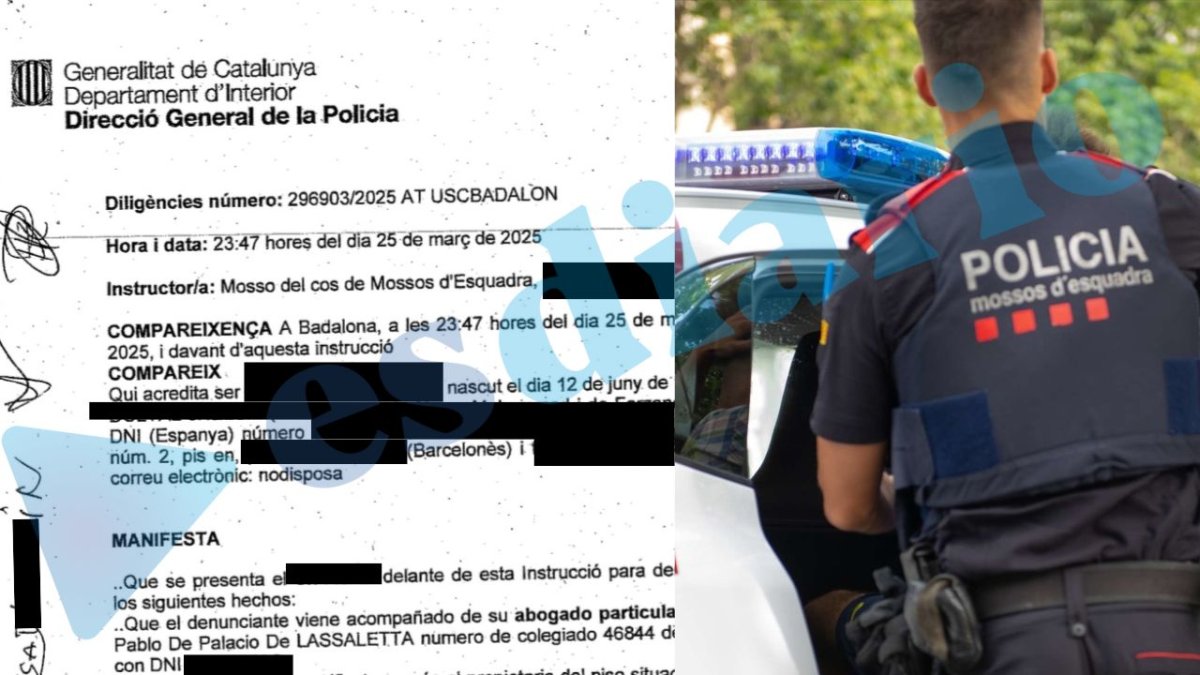 Denuncia (anonimizada) interpuesta ante los Mossos D'Esquadra