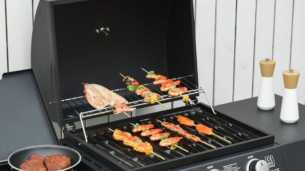 Barbacoa de gas con ruedas Outsunny