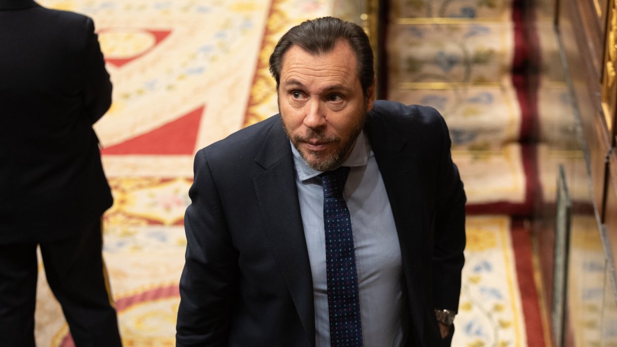 Archivo - El ministro de Transportes y Movilidad Sostenible, Óscar Puente, durante una sesión de control al Gobierno, en el Congreso de los Diputados, a 28 de febrero de 2024, en Madrid (España).